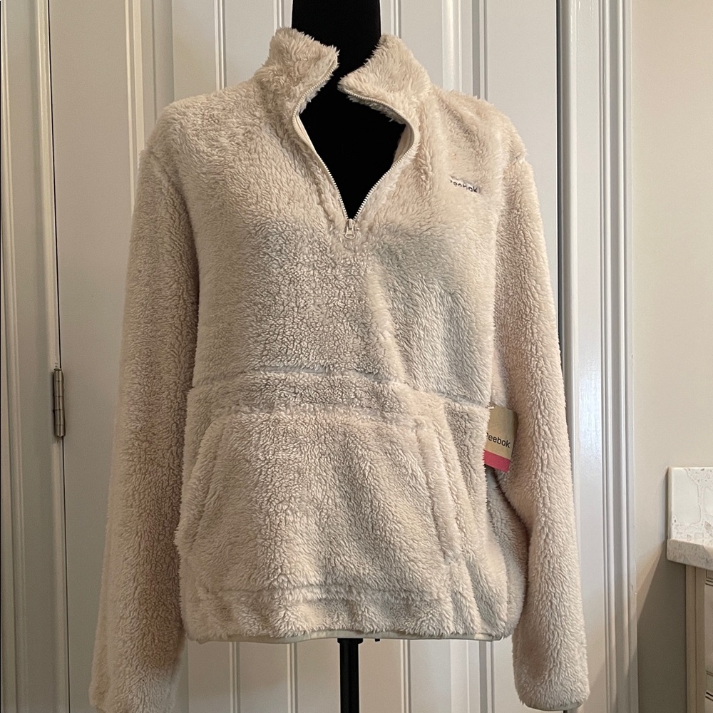 Reebok Cream Fleece Quarter-Zip Sweater